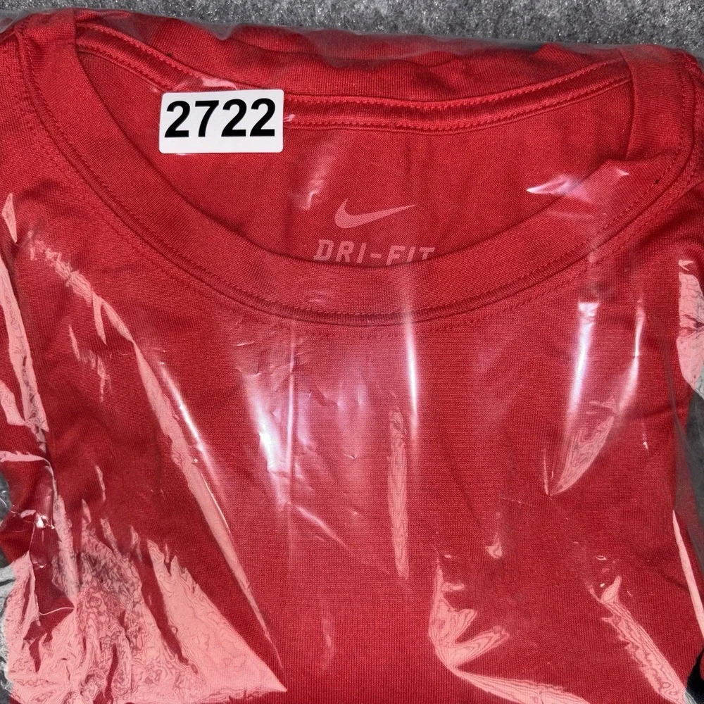 Nike Dri Fit Shirt Mens Xxl Red Long Sleeve Athletic Stretch Training Gym Swoosh
